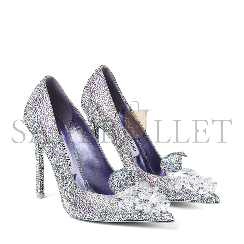 ji*y ch* crystal slipper 110 iridescent crystal pointed-toe pumps with He**ts crystalslipper110cqh